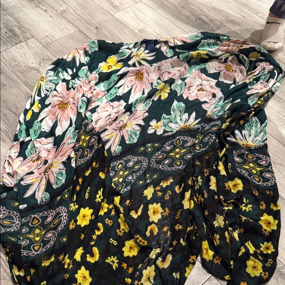 Floral Women's Top - Black and Yellow